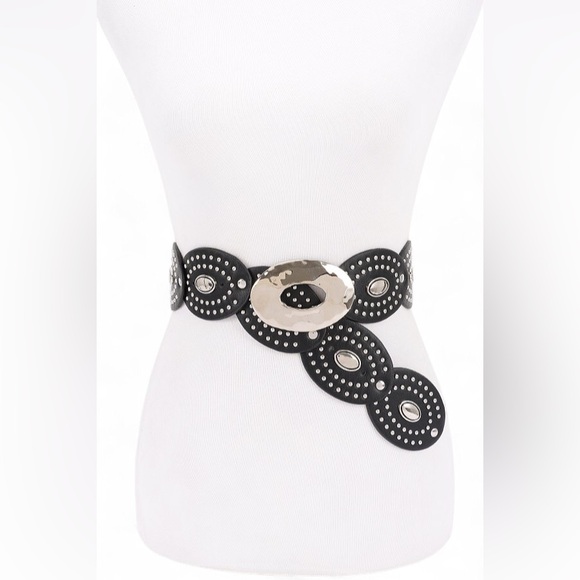 Vegan Leather Western Concho Statement Belt - Picture 1 of 9